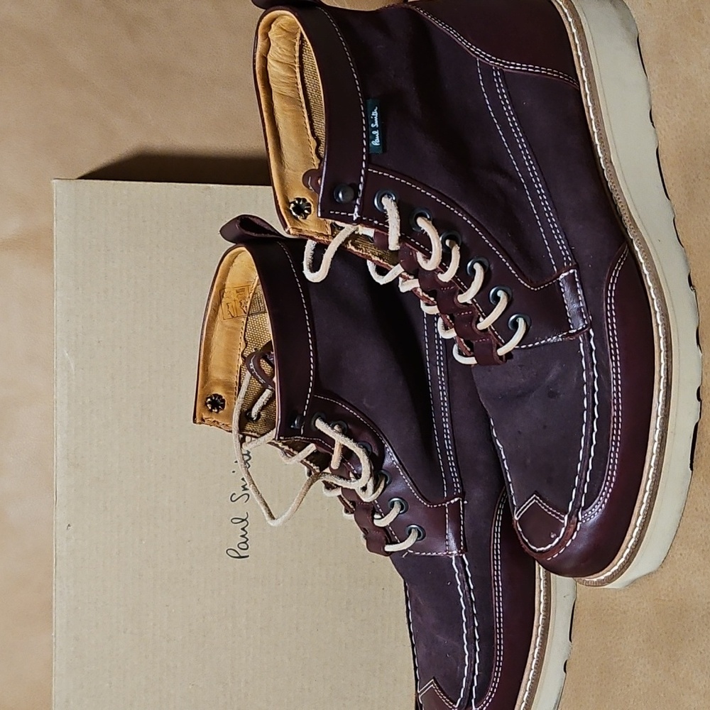 Paul Smith Men's Leather Boots in Brown/Burgandy- Size 6